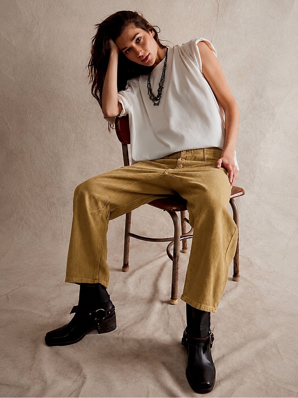 We The Free | Mid Rise Osaka Mustard Barrel Cropped Pants ~ US 28